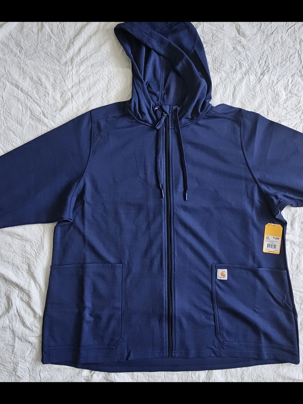 Carhartt Navy Waffle Zip UP with Logo Patch ***NWT***